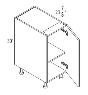 Base cabinet, door only, 9" to 21"W